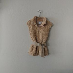 Mayoral Girls Faux Fur Belted Vest, Size 12,  Carmel